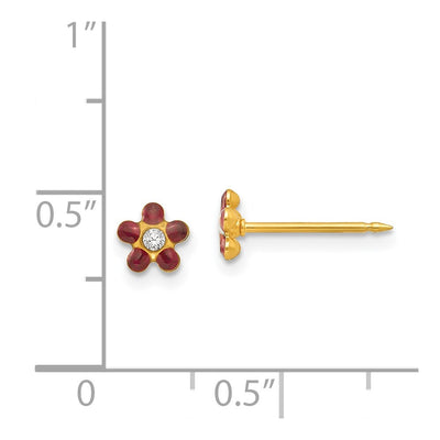 Inverness 14K January Red Crystal Birthstone Flower Earrings