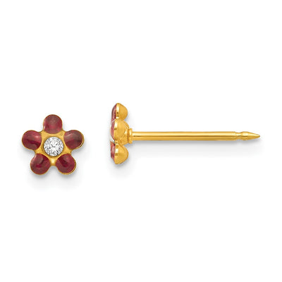 Inverness 14K January Red Crystal Birthstone Flower Earrings