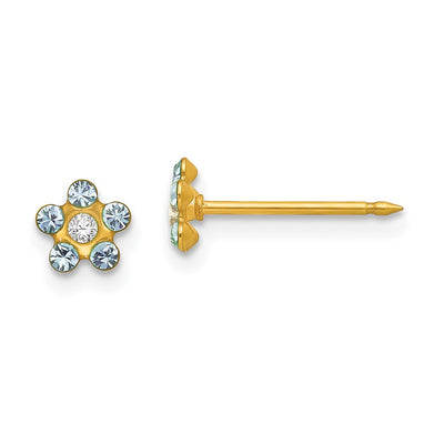 Inverness 14K March Lt Blue Crystal Birthstone Flower Earrings