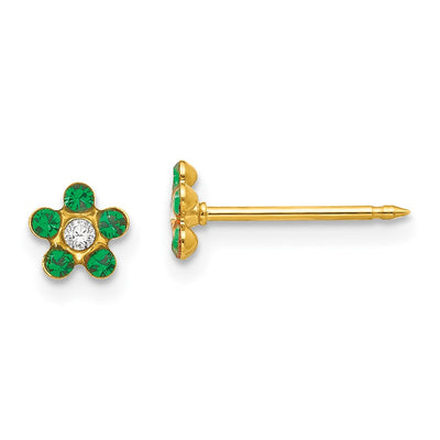 Inverness 14K May Green Crystal Birthstone Flower Earrings