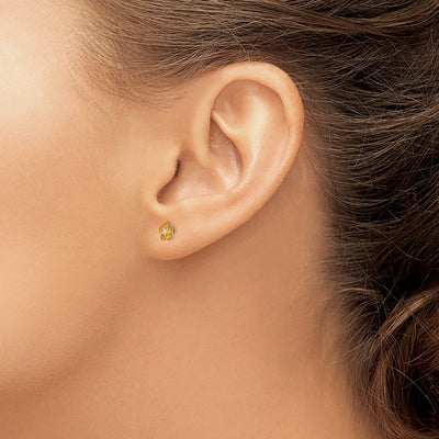 Inverness 14K November Yellow Crystal Birthstone Flower Earrings