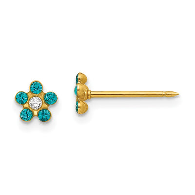 Inverness 14K December Blue Crystal Birthstone Flower Earrings
