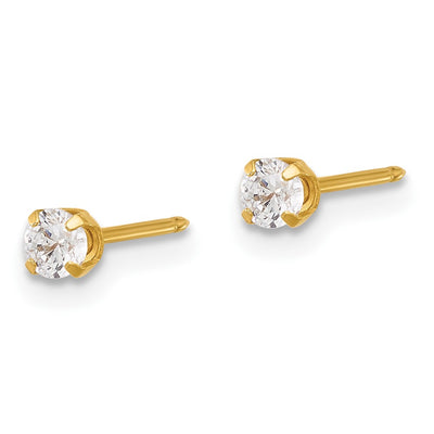 Inverness 14K Polished CZ Short Post Earrings