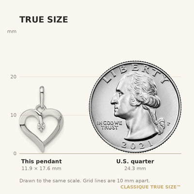 14K White Gold CZ Heart Pendant