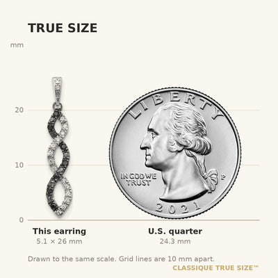 14K White Gold Black and White Diamond Twisted Post Earrings