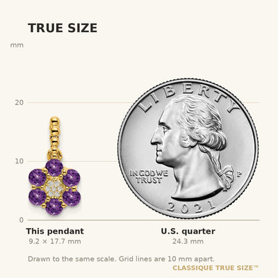 14K Amethyst and Diamond Floral Pendant
