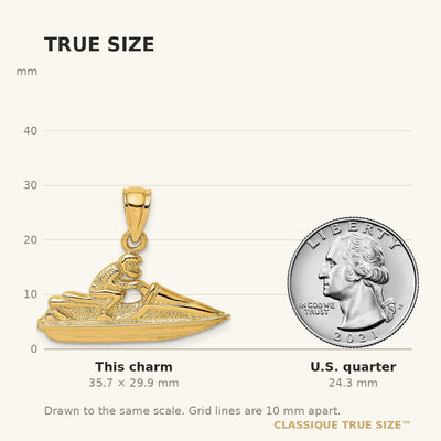 14K Textured 2-D Jet Ski Charm