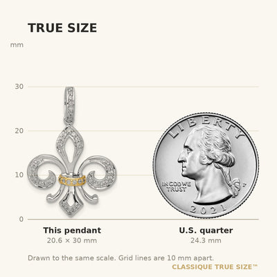 14K Two-Tone Diamond Fleur De Lis Pendant