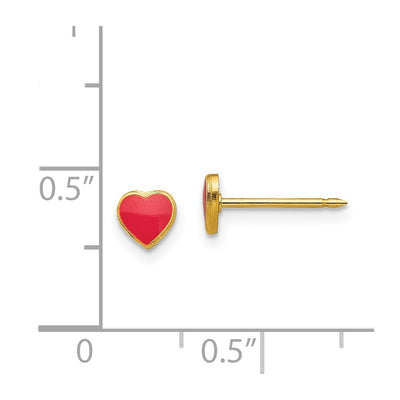 Inverness Stainless Steel 24K Gold-plated Red Enamel Heart Earrings