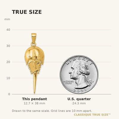 14K Polished Moveable Horseshoe Crab Pendant