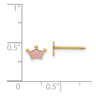 Inverness 14K Epoxy Fill Pink Crown Earrings