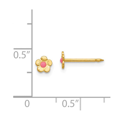 Inverness 14K Epoxy Fill Pink Mini Flower Earrings
