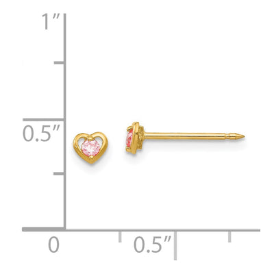 Inverness 14K Heart w/Pink CZ Earrings