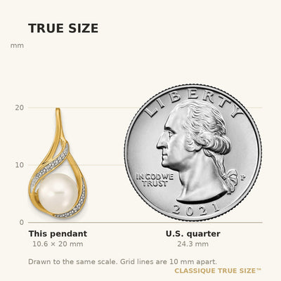 14K White Round FW Cultured Pearl and Diamond Pendant
