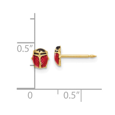 Inverness 14K Polished Enameled Ladybug Post Earrings