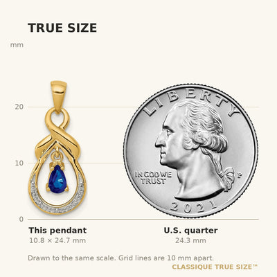 14K Pear Sapphire and Diamond Dangle Pendant