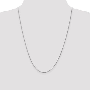14K White Gold Carded . Cable Rope with Spring Ring Clasp Chain (Style 8RW-24)
