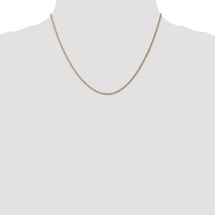 14K Carded . Cable Rope with Spring Ring Clasp Chain (Style 8RY-18)