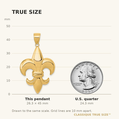 14K Large Fleur-De-Lis Pendant