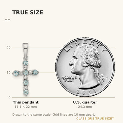 14K White Gold Aquamarine and Diamond Cross Pendant