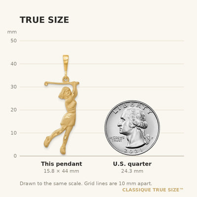 14K Female Golfer Pendant