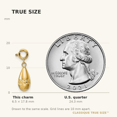14K Polished Diamond-cut Teardrop w/ Spring Ring Clasp Charm