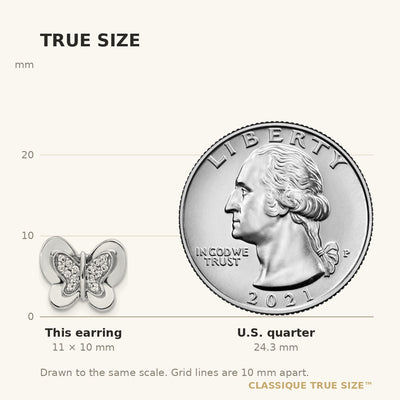 14K White Gold Diamond Butterfly Earrings