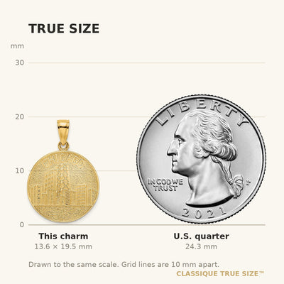 14K CHICAGO Skyline On Round Disc Charm