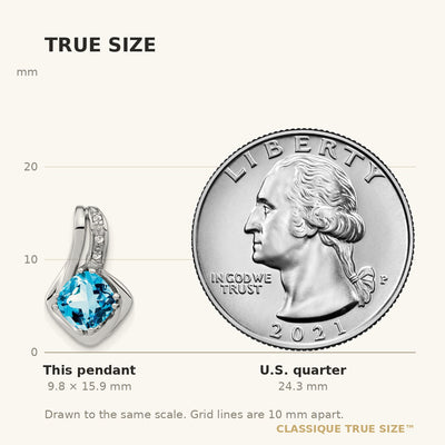 14K White Gold Blue Topaz and Diamond Chain Slide Pendant