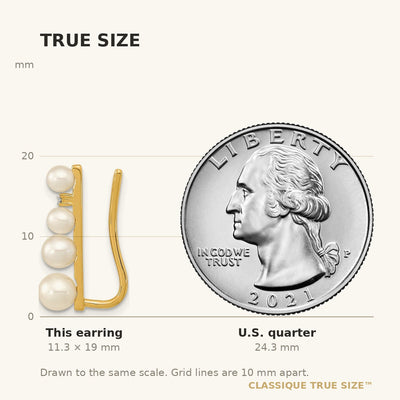 14K FW Cultured Pearl . Diamond Ear Climber Earrings