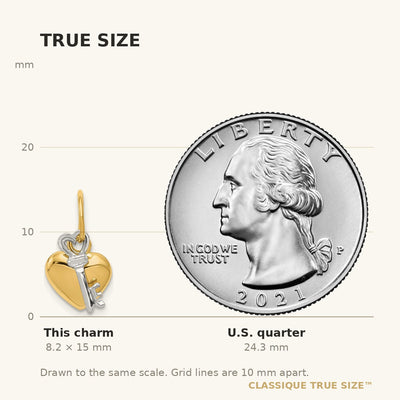 14K Two-tone Polished Moveable Key and Heart Lock Charm