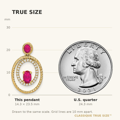 14K Oval and Round Ruby and Diamond Oval Pendant