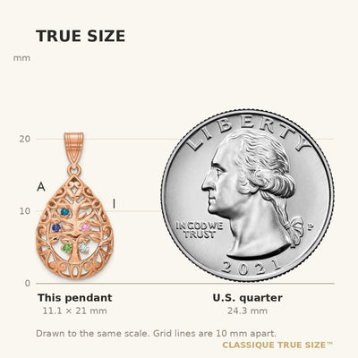 10K Rose Gold 5 Birthstone Tree of Life Tear Drop Pendant