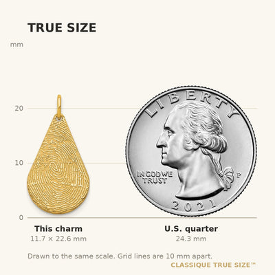 10K Yellow Gold Tear Drop Fingerprint Charm