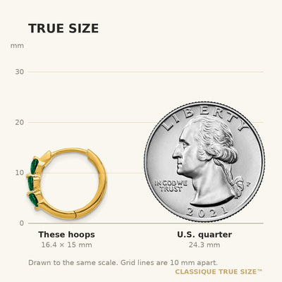 14K Created Emerald Polished Hinged Hoop Earrings