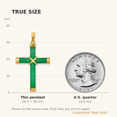 14K Polished Jade -X- Cross Pendant