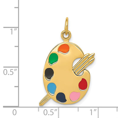 14K Enameled Artist Palette Charm, 26 x 16mm
