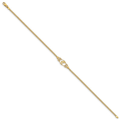 14K Polished Dolphin and Filigree Bismark Chain Anklet