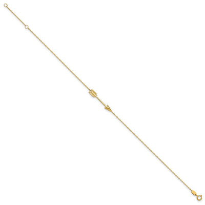 14K Polished Arrow Anklet Plus Extender