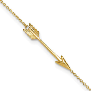 14K Polished Arrow Anklet Plus Extender (Style ANK275-9)