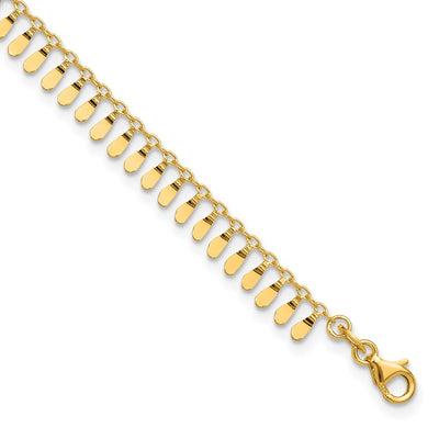 14K Polished Fancy Dangle Anklet Plus Extender