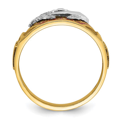 IBGoodman 14K Two-tone Men's Polished and Textured with Multi-color Enamel Masonic Shriner's Ring