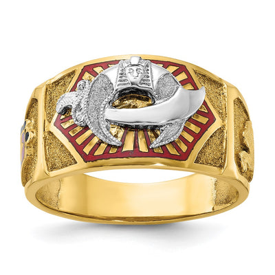 IBGoodman 14K Two-tone Men's Polished and Textured with Multi-color Enamel Masonic Shriner's Ring