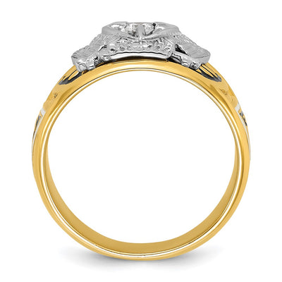 IBGoodman 14K Two-tone Men's Polished and Textured with Black and White Enameled and Diamond 32nd Degree Scottish Rite Masonic Ring