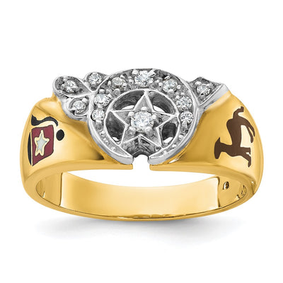IBGoodman 14K Two-tone Men's Polished with Multi-color Enamel and Diamond Masonic Shriner's Ring