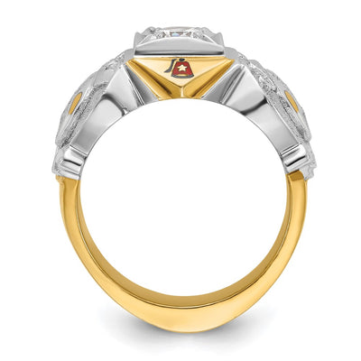 IBGoodman 14K Two-tone Men's Polished and Textured with Multi-color Enamel and Diamond Masonic Shriner's Ring