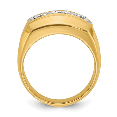 IBGoodman 14K Two-tone Men's Polished and Satin 3-Stone 1/2 Carat AA Quality Diamond Ring