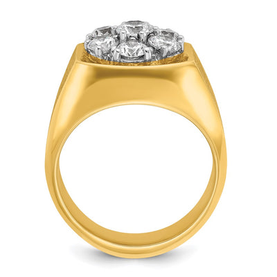 IBGoodman 14K Two-tone Men's Polished and Satin Round 2 Carat AA Quality Diamond Cluster Ring