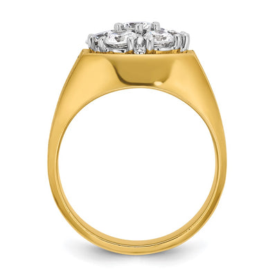 IBGoodman 14K Two-tone Men's Polished and Satin Round 1 1/5 Carat AA Quality Diamond Cluster Ring