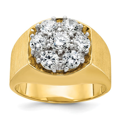 IBGoodman 14K Two-tone Men's Polished and Satin Round 1 1/5 Carat AA Quality Diamond Cluster Ring